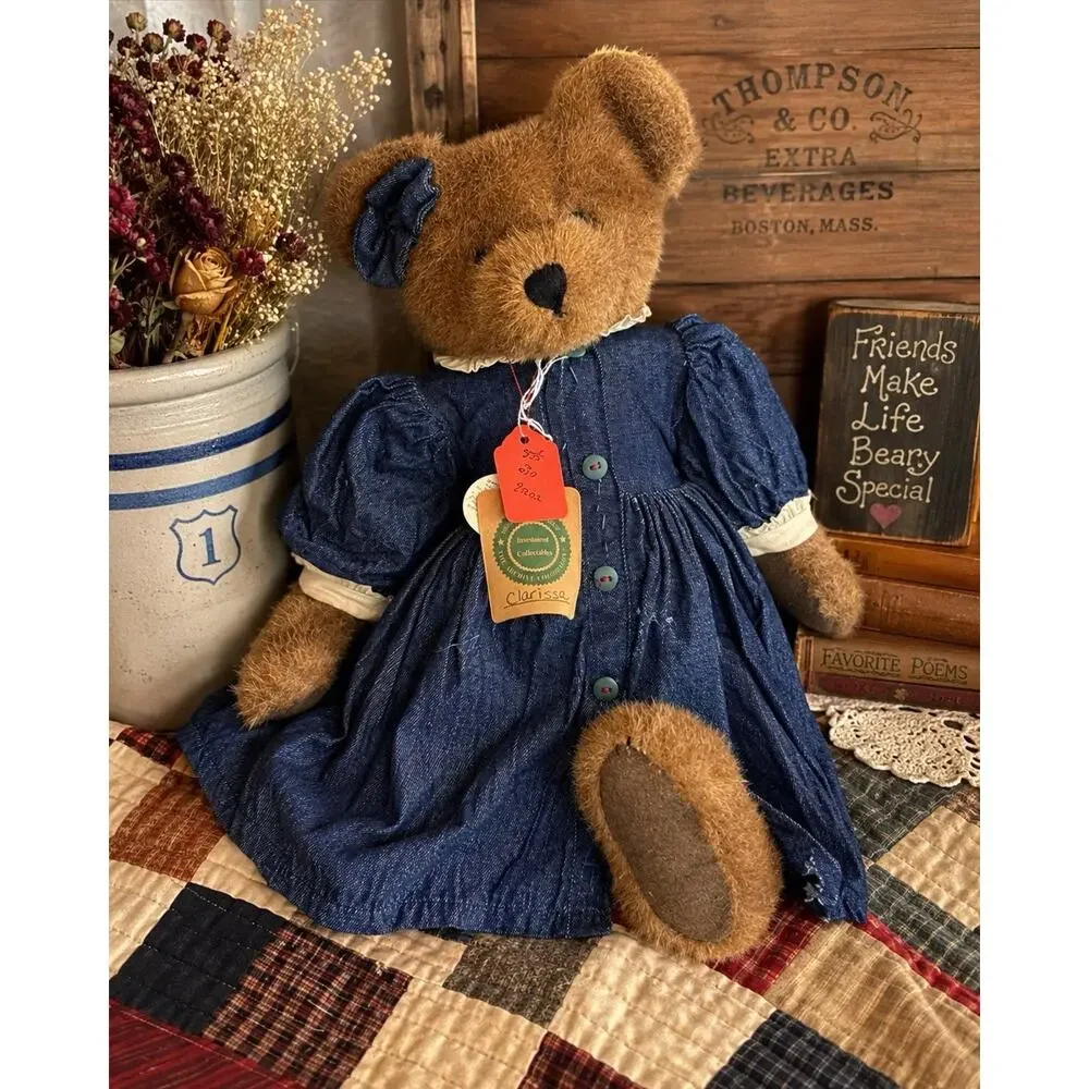 Boyds Bears Clarissa 18”Jointed Teddy Bear Denim Dress Archive Collection